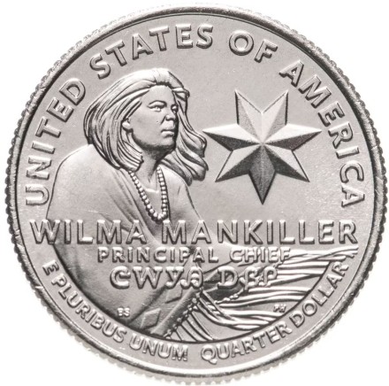 США 25 центов 2022 / Вилма Манкиллер — первая женщина-вождь племени чероки D