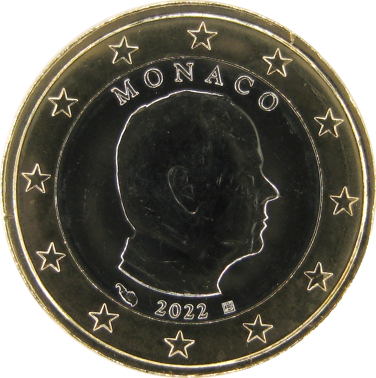 Монако 1 евро 2022 г.  Князь Альберт II 