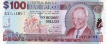 Барбадос  100 долларов 2007 г.   Сэр Грантли Адамс  UNC    