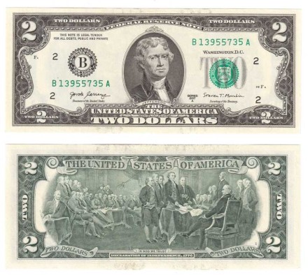 США / Банкнота 2 доллара 2017 UNC В-Нью-Йорк