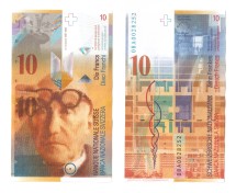 Швейцария 10 франков 2008 / Ле Корбюзье  UNC / коллекционная купюра