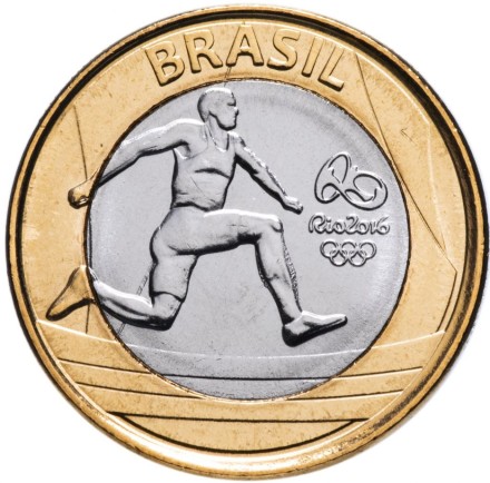 Бразилия 1 реал 2014 г. Легкая атлетика  Олимпиада в Рио де Жанейро-2016    