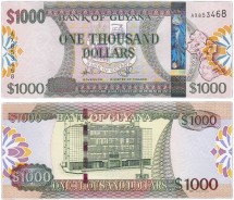 Гайана 1000 долларов 2011-2013  Банк Гайаны  UNC  
