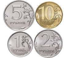Россия  Набор из 4 разменных монет / 1, 2, 5, 10 рублей 2022  ммд   