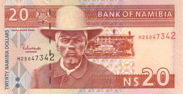 Намибия 20 долларов 1993 г «Стадо красных оленей»   UNC 
