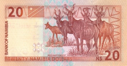 Намибия 20 долларов 1993 г «Стадо красных оленей»   UNC 
