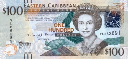 Восточные Карибы 100 долларов 2008 Сэр Артур Льюис UNC