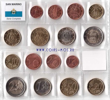 САН-МАРИНО  Набор  из 8 евро-монет