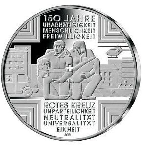 Германия 10 евро 2013 г.  150 лет Красному Кресту  