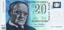 Финляндия 20 марок 1993  Финский писатель Вяйнё Линна  UNC (Litt.A)
