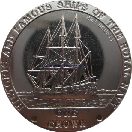 Тристан-да-Кунья. Знаменитые корабли Королевского флота «Баунти» 1 крона 2008 г.