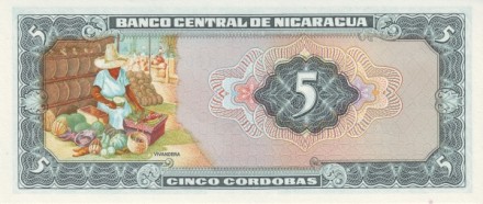 Никарагуа 5 кордоба 1972 г  Продавец фруктов   UNC  