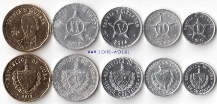 Куба Набор из 5 монет 1984-2014 г