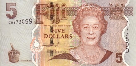 Фиджи 5 долларов 2007 - 2011 г. /Хохлатая игуана/ UNC