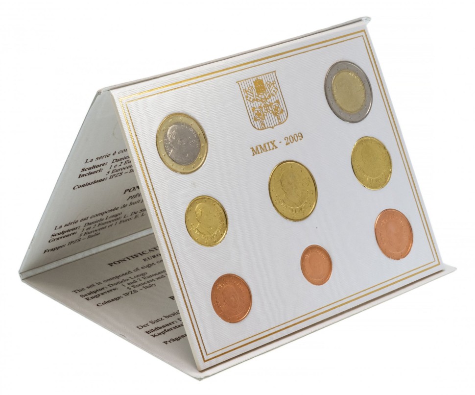 Ватикан Официальный набор евро-монет 2009 г   в буклете