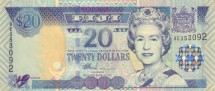 Фиджи 20 долларов 2002   Елизавета II  UNC / коллекционная купюра    