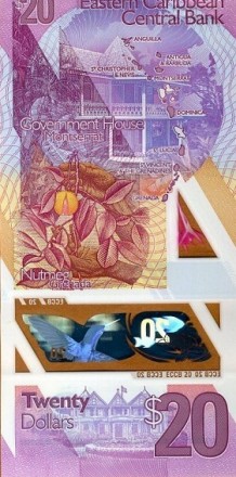 Восточные Карибы 20 долларов 2019 Дом правительства Монтсеррат UNC / пластиковая банкнота
