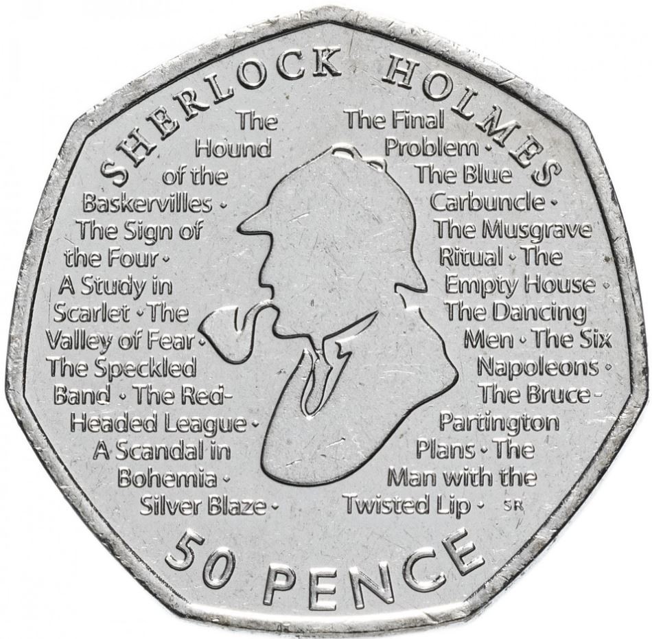 Великобритания 50 пенсов 2019 Шерлок Холмс