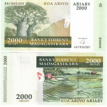 Мадагаскар 2000 ариари 2007-2014 Адансония мадагаскарская  UNC / коллекционная купюра   
