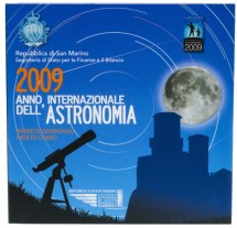 Сан-Марино Год астрономии. Годовой набор евро 2009  /8 монет в буклете + серебряные 5 евро/