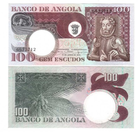 Ангола (Португальская) 100 эскудо 1973 г  Луис де Камоэнс  UNC 
