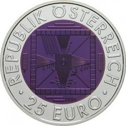 Австрия 25 евро 2005 г «50 лет Австрийского телевидения»  Ниобий+серебро  