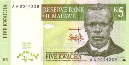 Малави 5 квача 1997 Джон Чилембве UNC /коллекционная купюра
