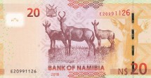 Намибия 20 долларов 2018 г «Стадо красных оленей»  UNC  