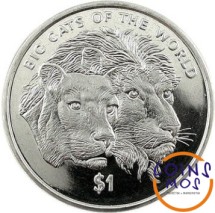 Сьерра-Леоне 1 доллар 2001 г.  Большие кошки /Львы/