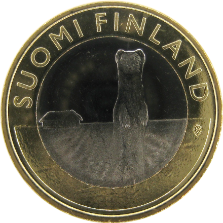 Финляндия 5 евро 2015 Горностай UNC / коллекционная монета