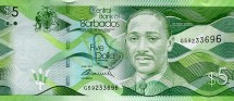 Барбадос 5 долларов 2013 г. Портрет сэра Ф. Воррелла  UNC  