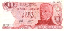 Аргентина 100 песо 1976-1978 Ушуайя, огненная Земля  UNC 