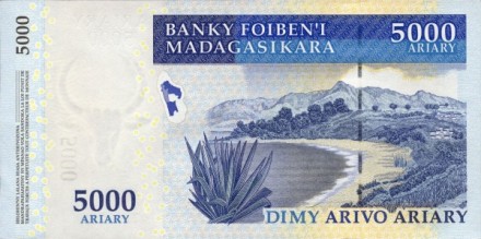 Мадагаскар 5000 ариари 2007-2015 Залив Дофин-Айленд UNC / коллекционная купюра
