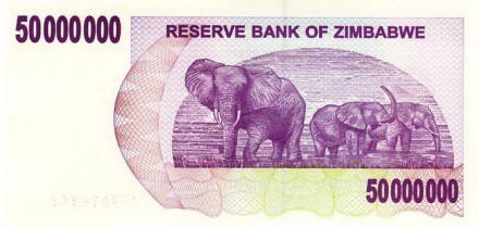 Зимбабве 50.000.000 долларов 2008 г UNC