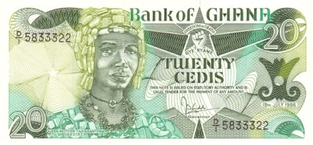 Гана 20 седи 1986 Королева-Мать Яа Асантева UNC
