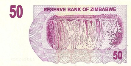 Зимбабве 50 долларов 2006  Чек на предъявителя  аUNC    