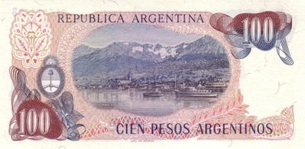Аргентина 100 песо 1983 - 85 г «Ушуайя, огненная Земля» UNC Спец цена!