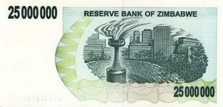Зимбабве 25.000.000 долларов 2008 г UNC