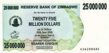 Зимбабве 25.000.000 долларов 2008 г  UNC   