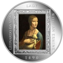 Токелау 1 доллар 2015 г. «Дама с горностаем» - Леонардо да Винчи   Серебрение!