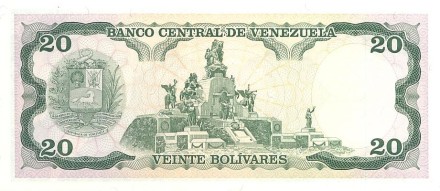 Венесуэла 20 боливаров 1981-98 г  Хосе Антонио Паэс  герой борьбы за независимость  UNC