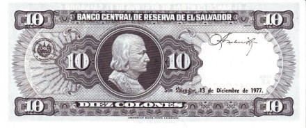 Сальвадор 10 колон 1977 Христофор Колумб UNC Редкая!!