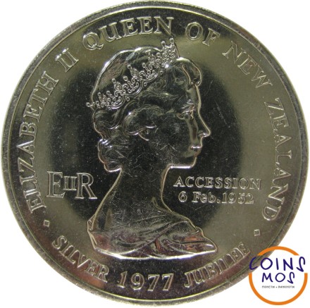 Новая Зеландия 1 доллар 1977 25 лет правления Королевы Елизаветы II и День Вайтанги