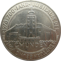 Австрия 100 шиллингов 1978 г.  700-летие города Гмюнден в Верхней Австрии   Серебро!