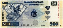 Конго 500 франков 2002  Золотодобытчики  UNC / коллекционная купюра   