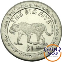 Сьерра-Леоне 1 доллар 2001 г.  Большие животные Африки /Леопард/