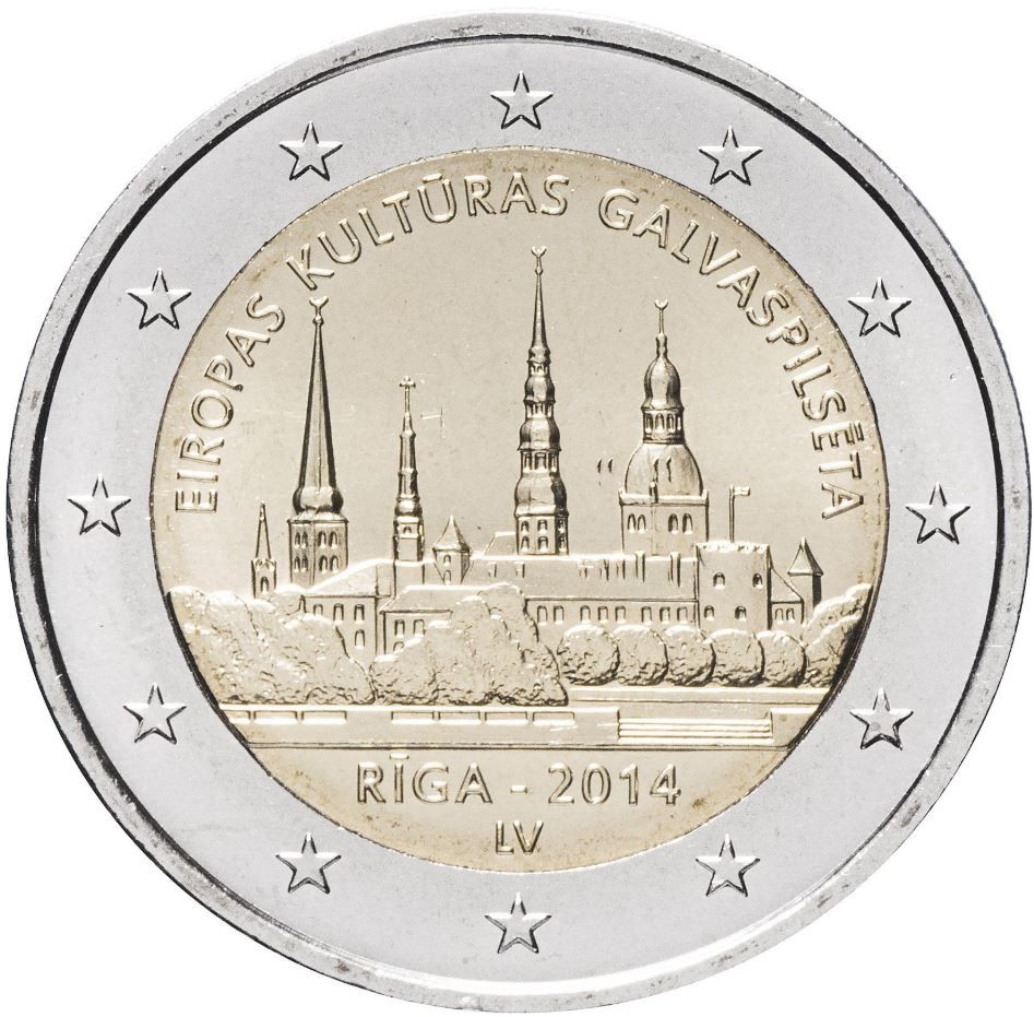 Латвия 2 евро 2014 г   Рига 