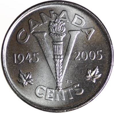 Канада 5 центов 2005 г.  60 лет победы во Второй Мировой войне