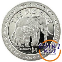 Сьерра-Леоне 1 доллар 2001 г.  Большие животные Африки /Слоны/