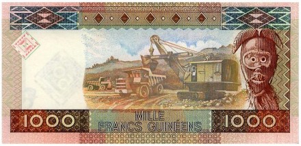 Гвинея 1000 франков 2010 г. «50 лет Центральному Банку»  UNC 